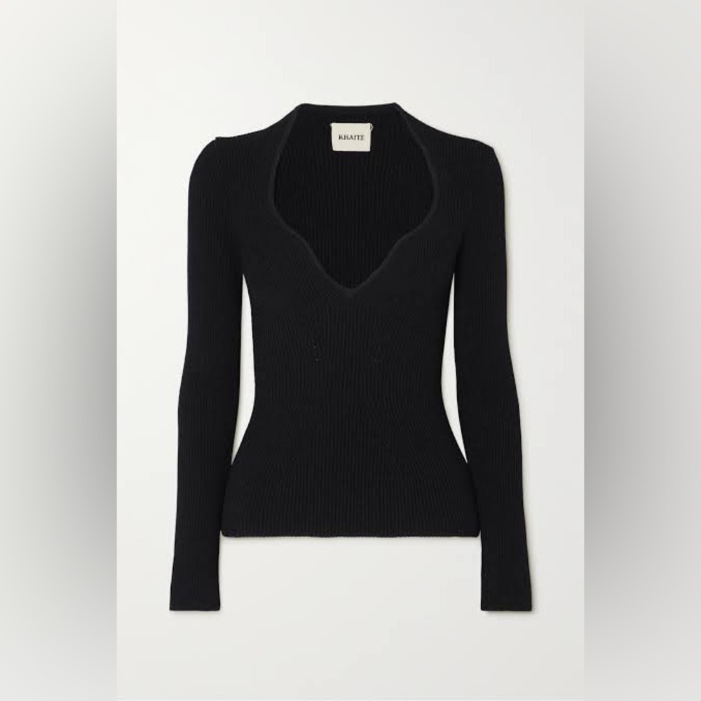 Khaite Kira Sweater Top‎ Sweetheart Ribbed Knitted Size Large